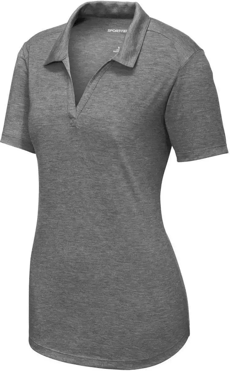 Sport-tek Lst405 Women’s Posicharge Tri-blend Wicking Polo - Dark Grey Heather