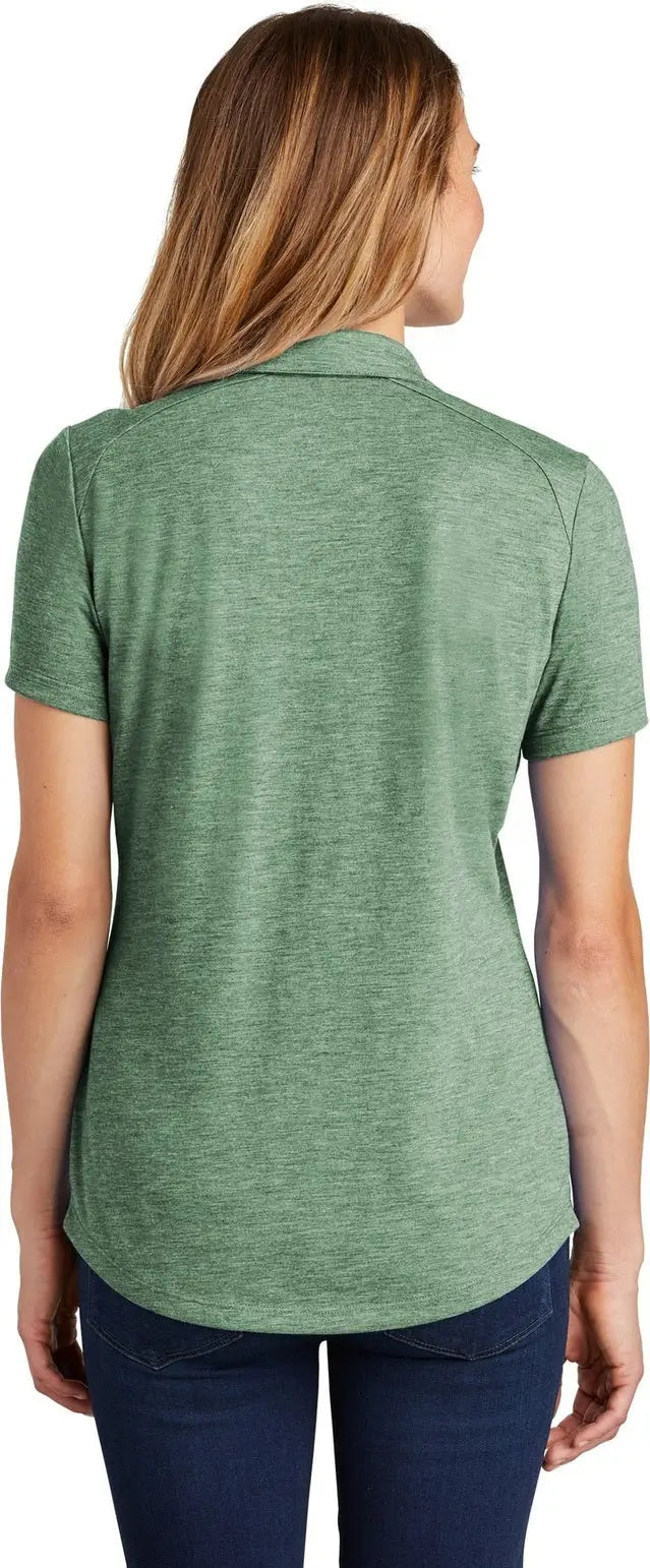 Sport-tek Lst405 Women’s Posicharge Tri-blend Wicking Polo - Forest Green Heather