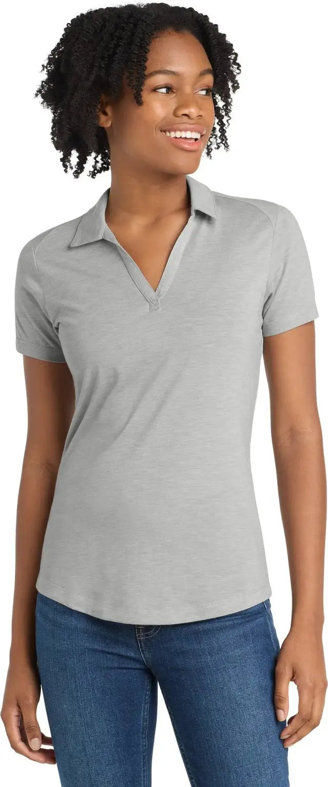 Sport-tek Lst405 Women’s Posicharge Tri-blend Wicking Polo - Light Gray Heather