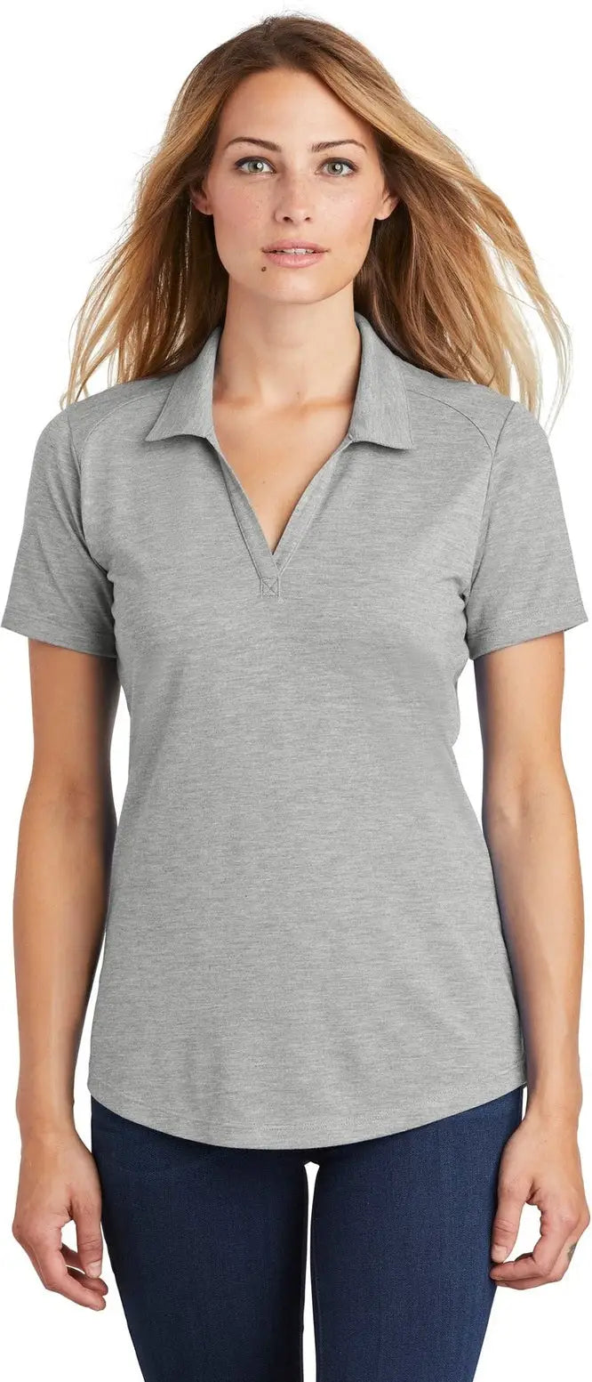 Sport-tek Lst405 Women’s Posicharge Tri-blend Wicking Polo - Light Gray Heather - Ladies Xs