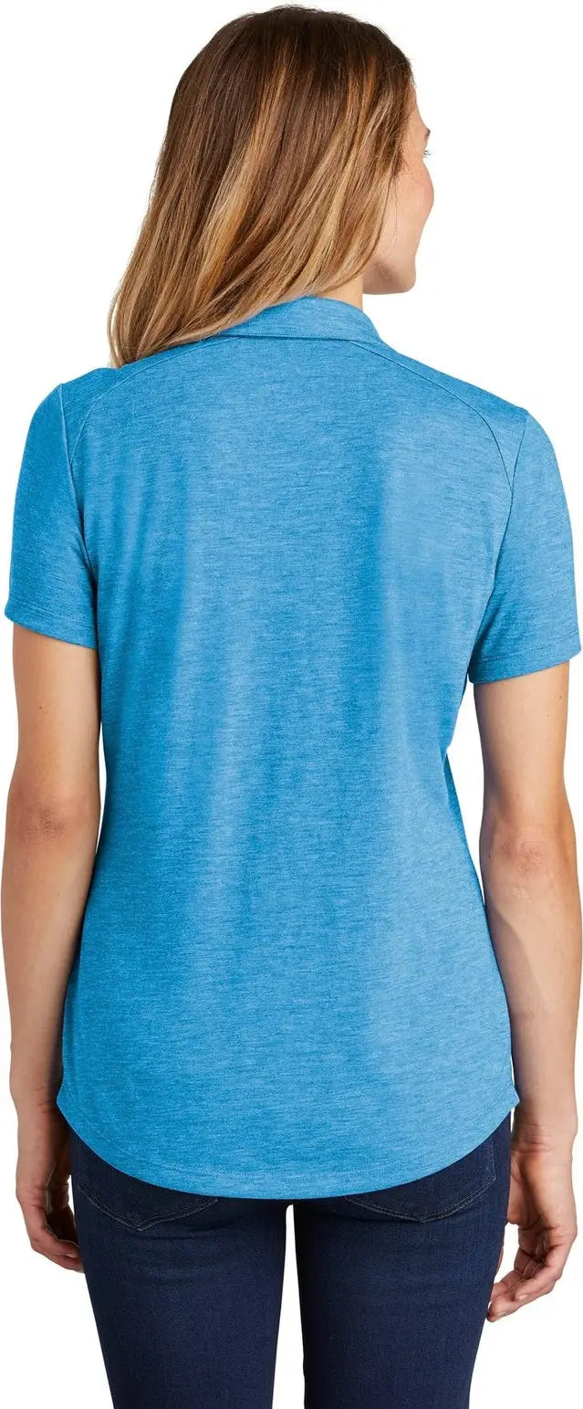 Sport-tek Lst405 Women’s Posicharge Tri-blend Wicking Polo - Pond Blue Heather
