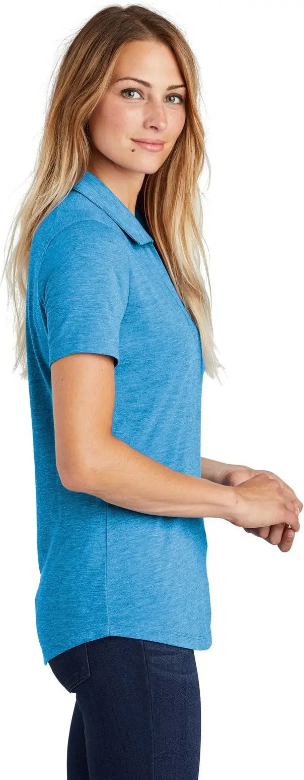 Sport-tek Lst405 Women’s Posicharge Tri-blend Wicking Polo - Pond Blue Heather