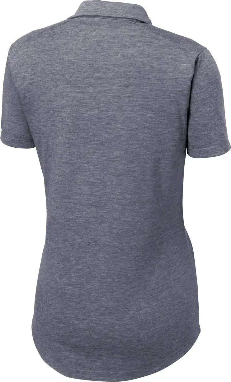 Sport-tek Lst405 Women’s Posicharge Tri-blend Wicking Polo - True Navy Heather - Ladies Xs