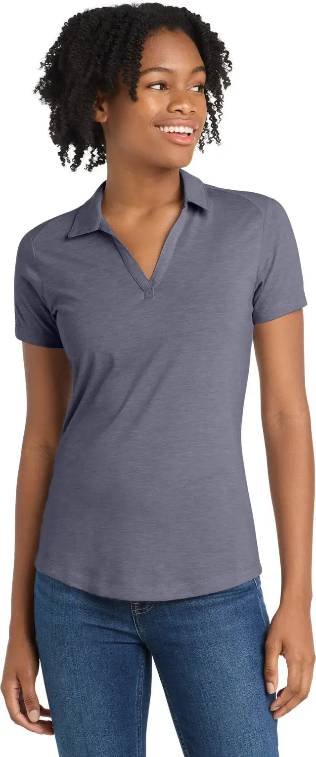 Sport-tek Lst405 Women’s Posicharge Tri-blend Wicking Polo - True Navy Heather