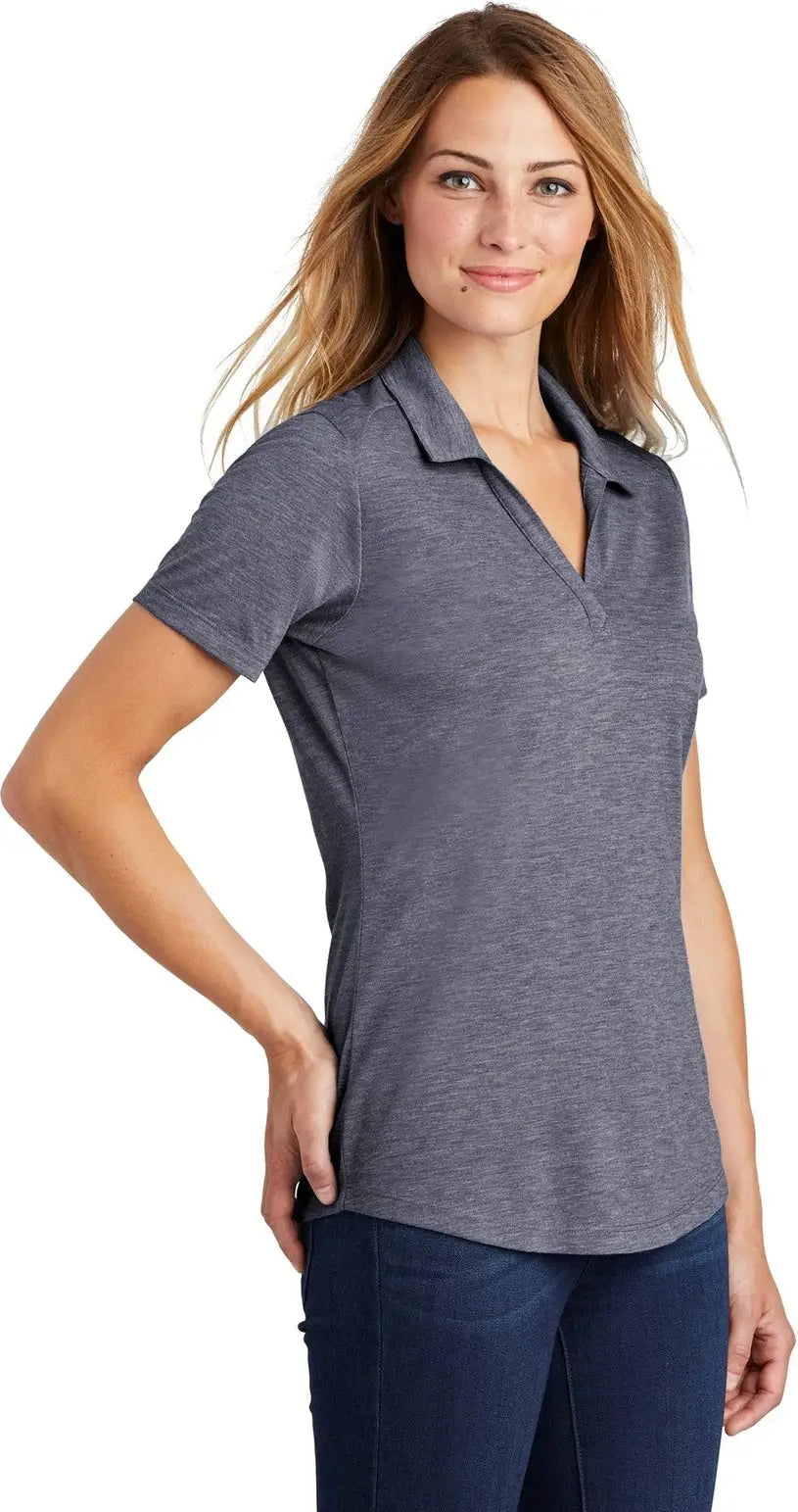 Sport-tek Lst405 Women’s Posicharge Tri-blend Wicking Polo - True Navy Heather