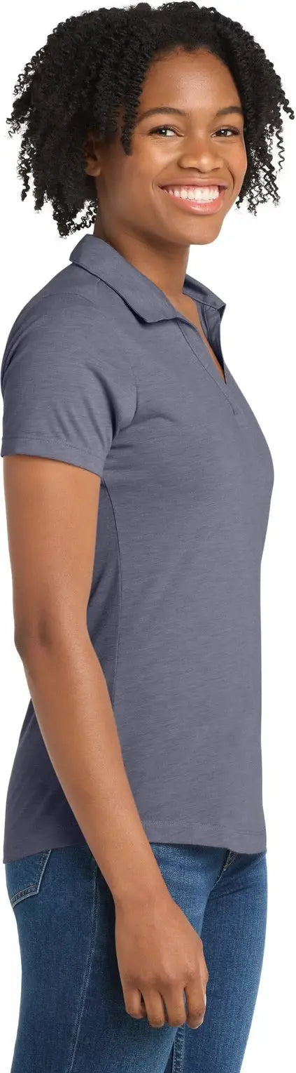 Sport-tek Lst405 Women’s Posicharge Tri-blend Wicking Polo - True Navy Heather