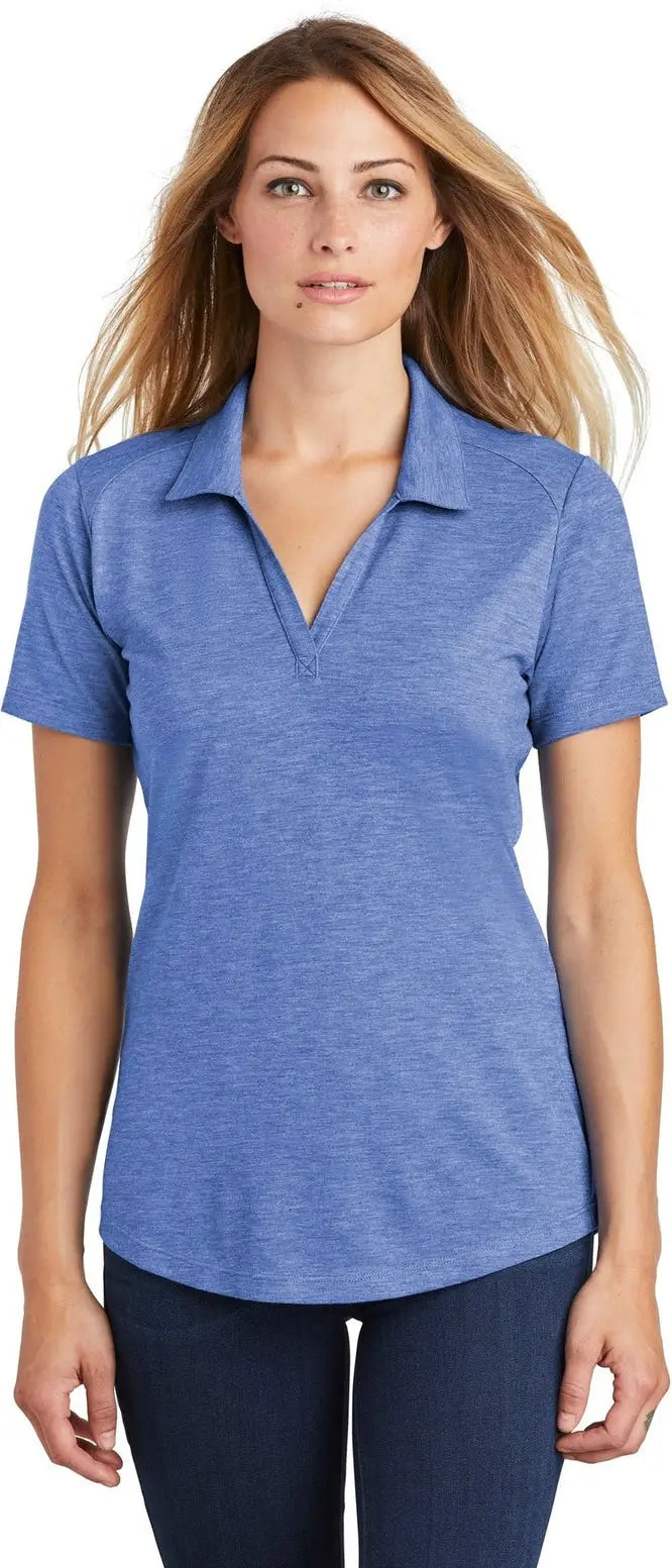Sport-tek Lst405 Women’s Posicharge Tri-blend Wicking Polo - True Royal Heather - Ladies Xs
