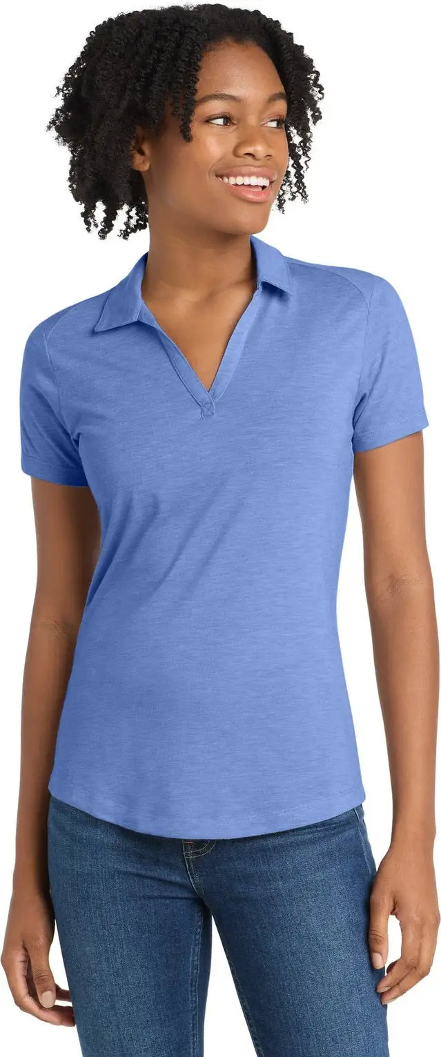 Sport-tek Lst405 Women’s Posicharge Tri-blend Wicking Polo - True Royal Heather
