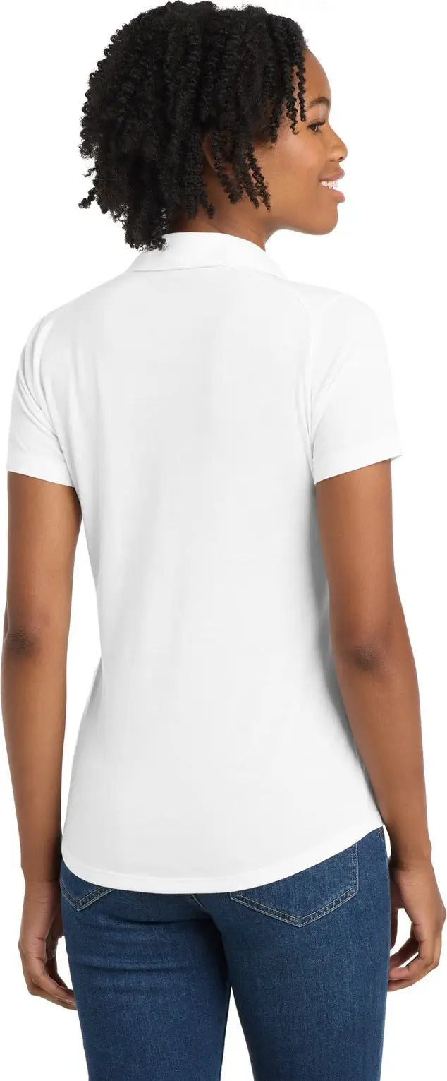 Sport-tek Lst405 Women’s Posicharge Tri-blend Wicking Polo - White Triad Solid