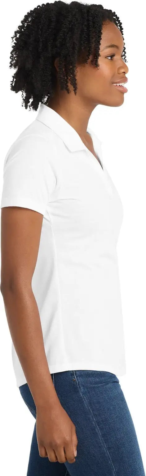 Sport-tek Lst405 Women’s Posicharge Tri-blend Wicking Polo - White Triad Solid