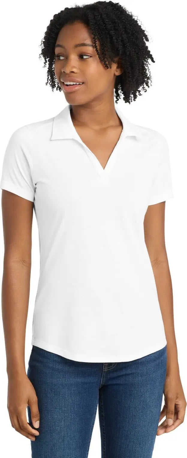 Sport-tek Lst405 Women’s Posicharge Tri-blend Wicking Polo - White Triad Solid