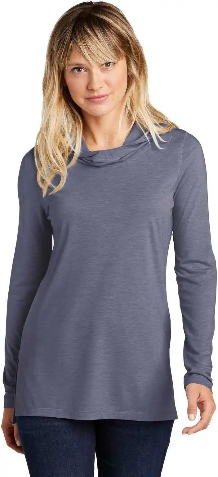 Sport-tek Lst406 Ladies Posicharge Tri-blend Wicking Long Sleeve Hoodie - True Navy Heather