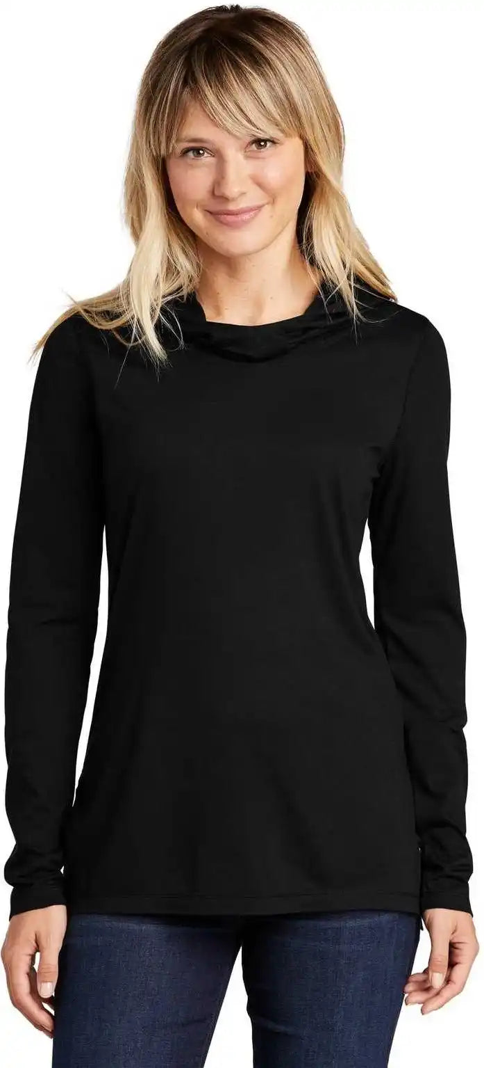 Sport-tek Lst406 Ladies Posicharge Tri-blend Wicking Long Sleeve Hoodie - Black Triad Solid