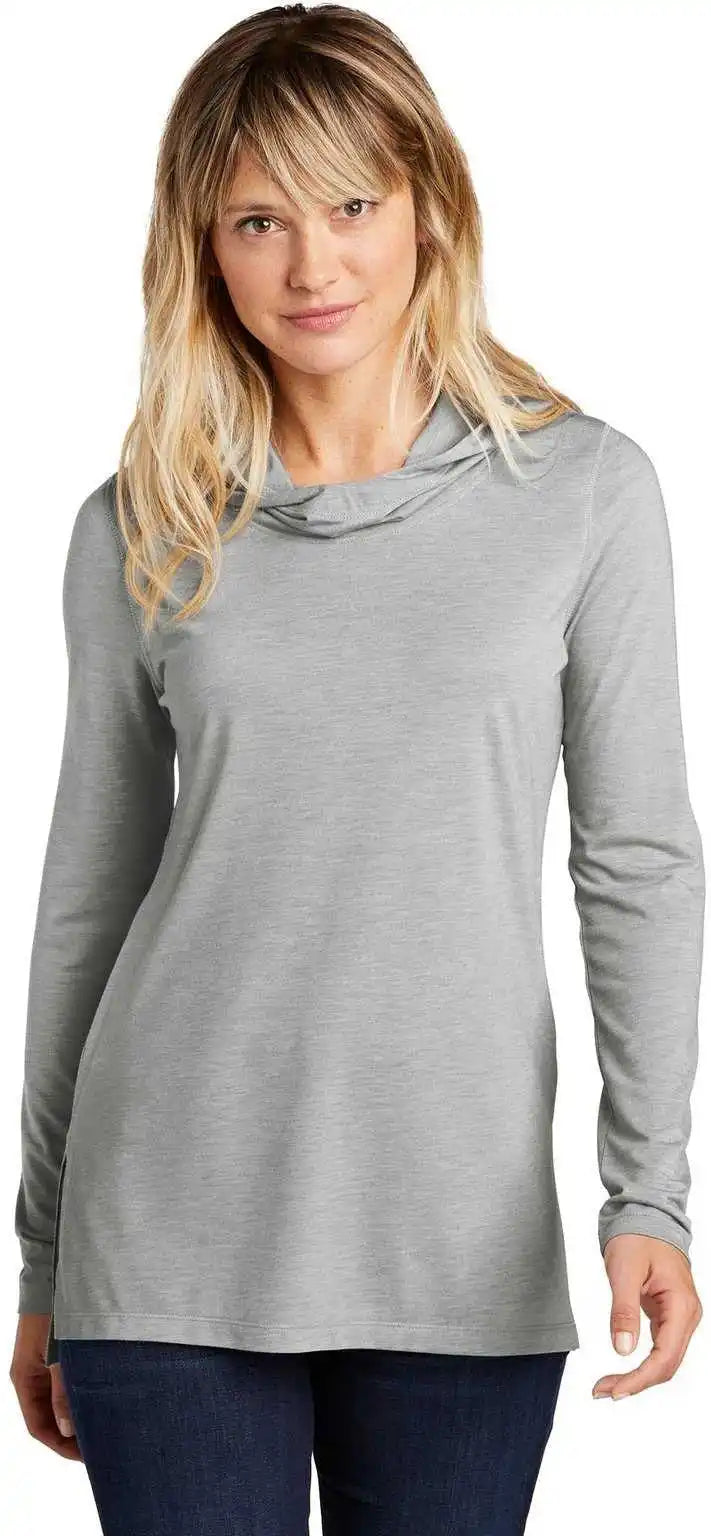 Sport-tek Lst406 Women’s Posicharge Tri-blend Wicking Long Sleeve Hoodie - Light Grey Heather