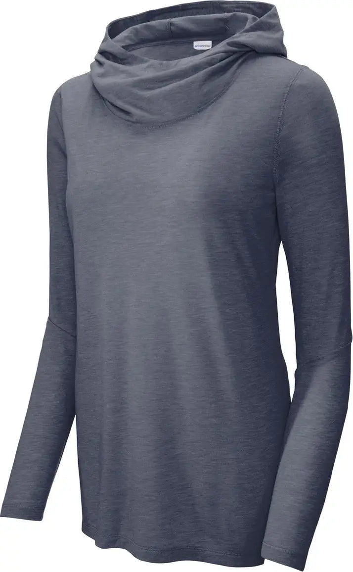 Sport-tek Lst406 Women’s Posicharge Tri-blend Wicking Long Sleeve Hoodie - True Navy Heather