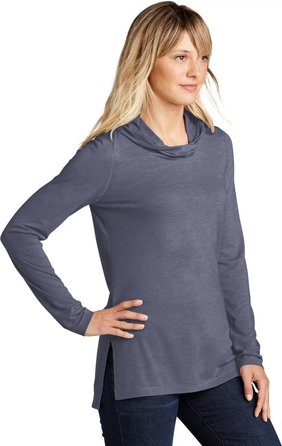 Sport-tek Lst406 Women’s Posicharge Tri-blend Wicking Long Sleeve Hoodie - True Navy Heather