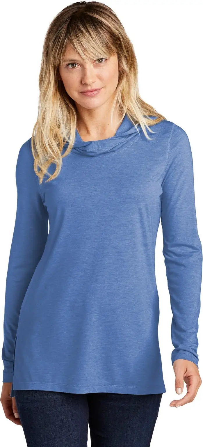 Sport-tek Lst406 Women’s Posicharge Tri-blend Wicking Long Sleeve Hoodie - True Royal Heather - Ladies Xs