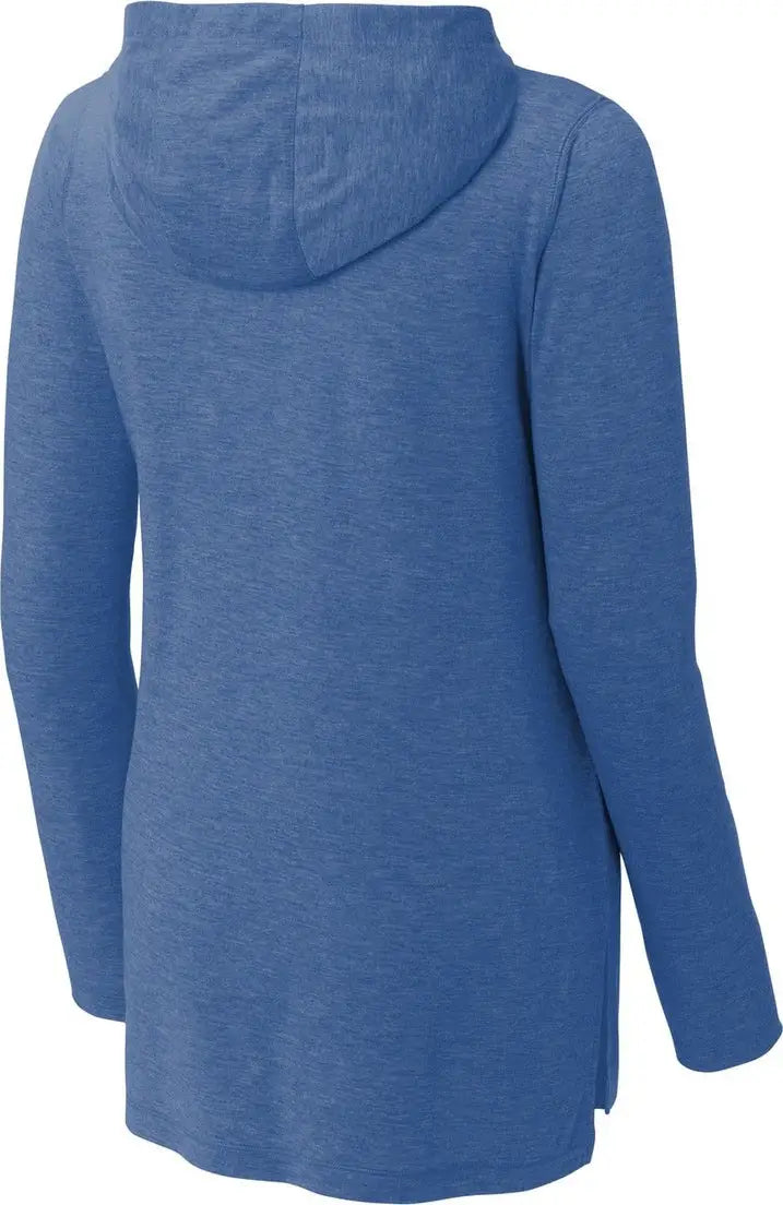 Sport-tek Lst406 Women’s Posicharge Tri-blend Wicking Long Sleeve Hoodie - True Royal Heather
