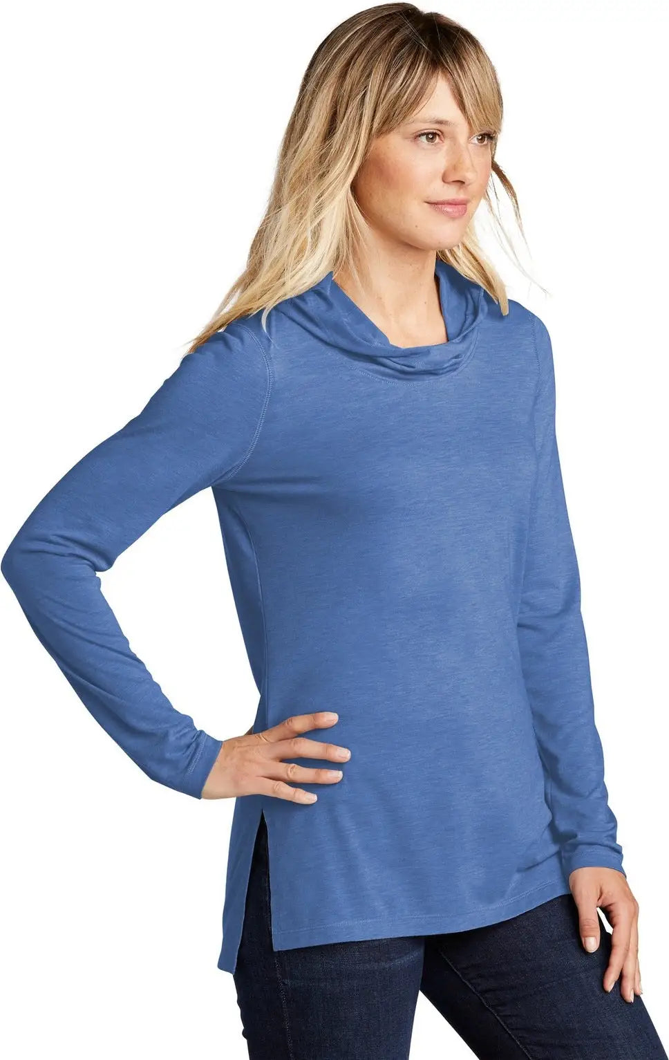 Sport-tek Lst406 Women’s Posicharge Tri-blend Wicking Long Sleeve Hoodie - True Royal Heather