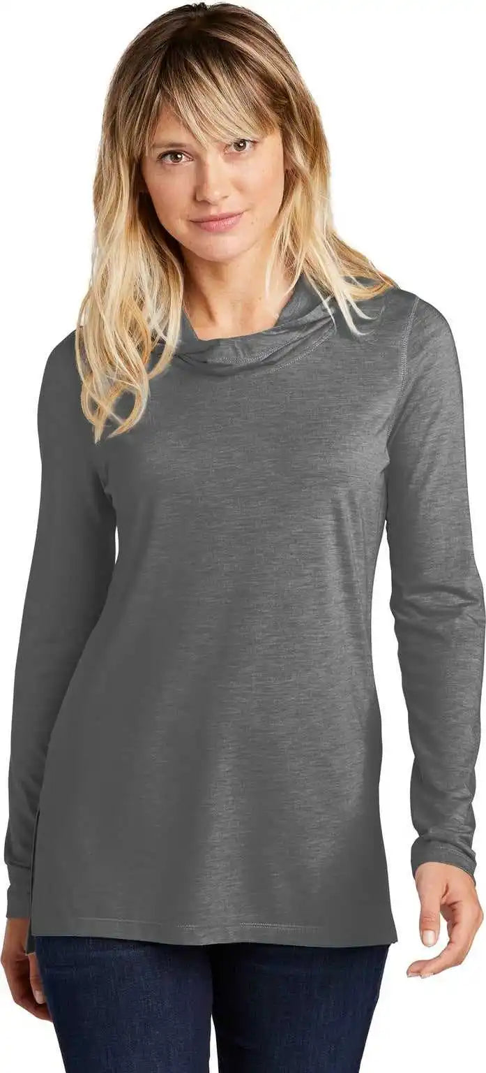 Sport-tek Lst406 Women’s Posicharge Tri-blend Wicking Long Sleeve Hoodie - Dark Grey Heather