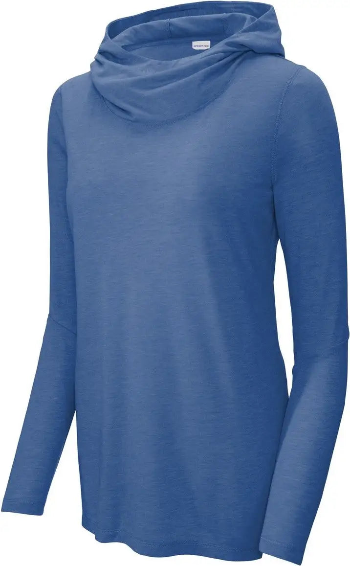 Sport-tek Lst406 Women’s Posicharge Tri-blend Wicking Long Sleeve Hoodie - True Royal Heather