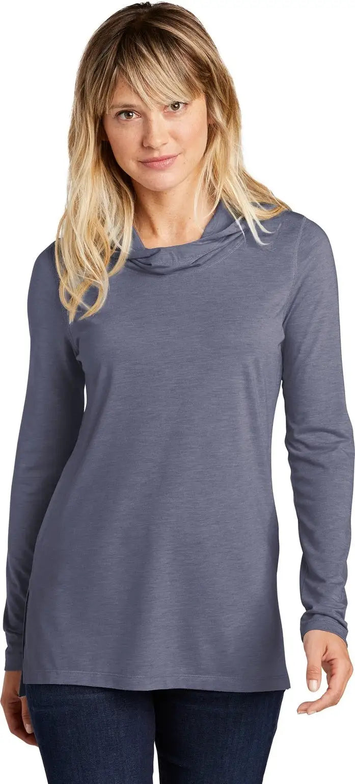 Sport-tek Lst406 Women’s Posicharge Tri-blend Wicking Long Sleeve Hoodie - True Navy Heather - Ladies Xs