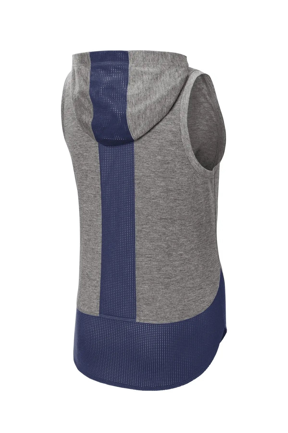 Sport-tek Lst410 Women’s Posicharge Tri-blend Wicking Draft Hoodie Tank - True Navy Dark Gray Heather