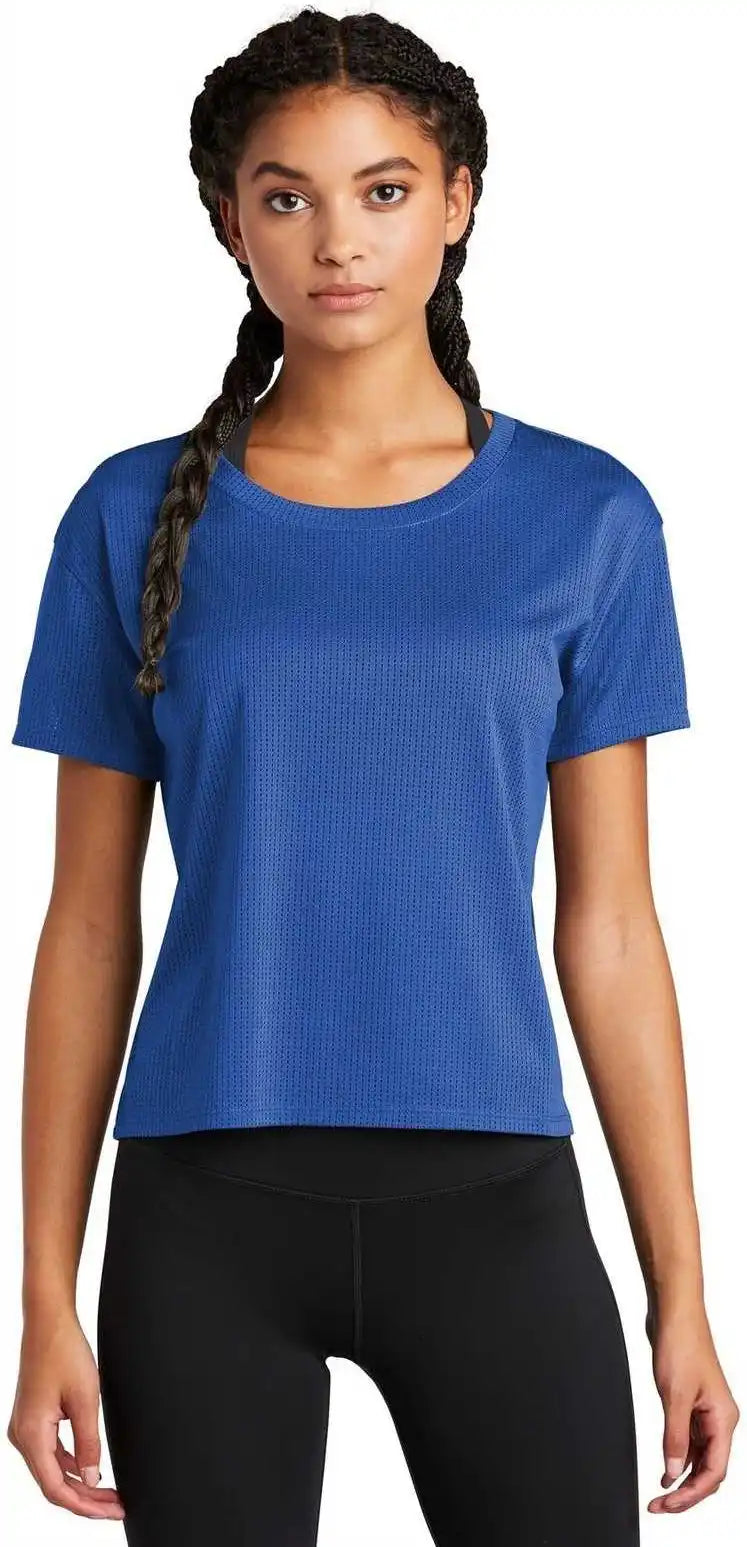Sport-tek Lst411 Ladies Posicharge Tri-blend Wicking Draft Crop Tee - True Royal