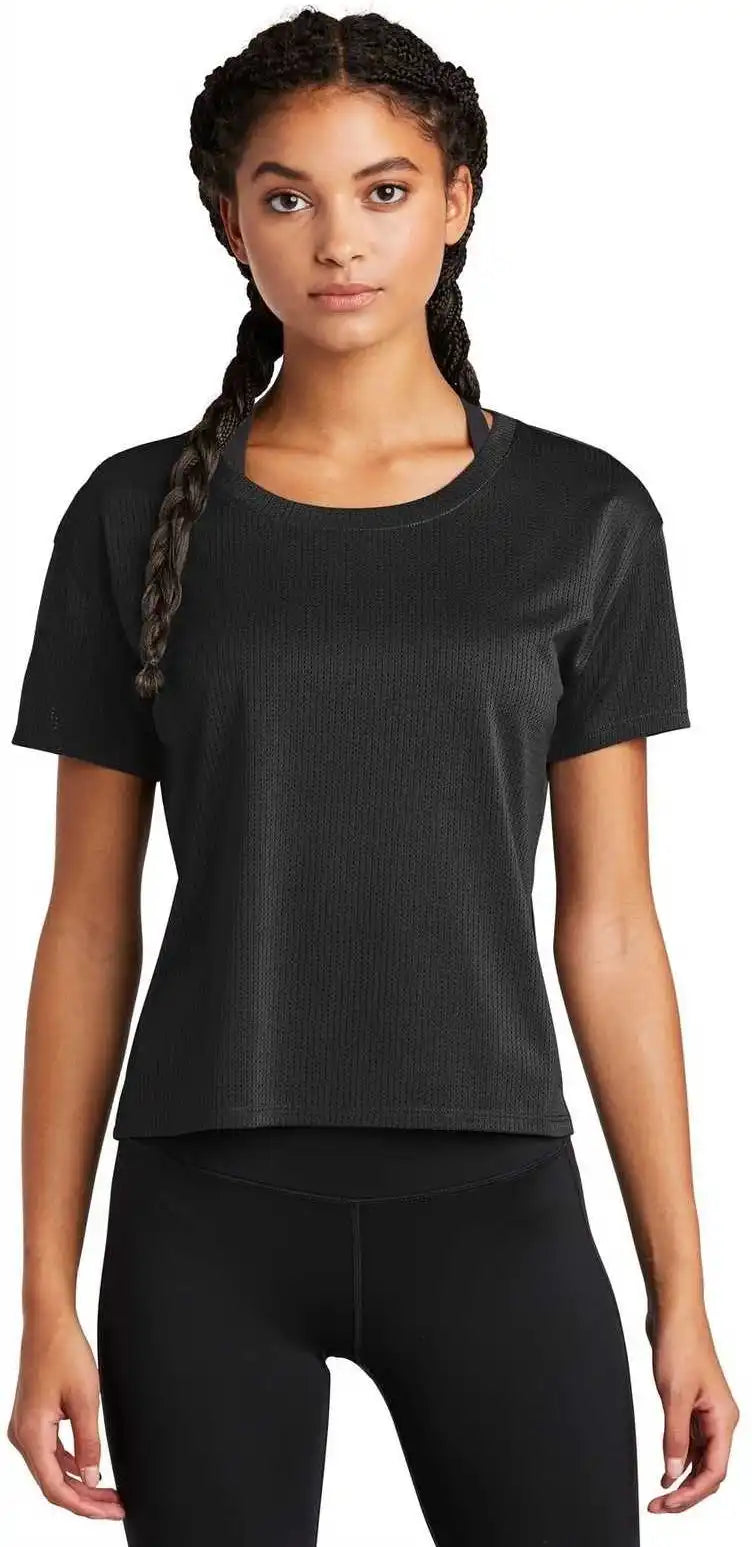 Sport-tek Lst411 Ladies Posicharge Tri-blend Wicking Draft Crop Tee - Black