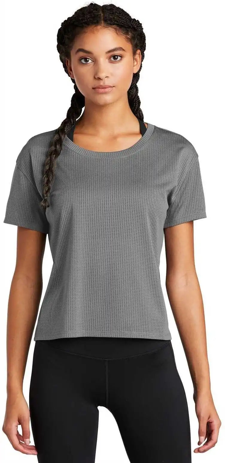 Sport-tek Lst411 Ladies Posicharge Tri-blend Wicking Draft Crop Tee - Dark Gray