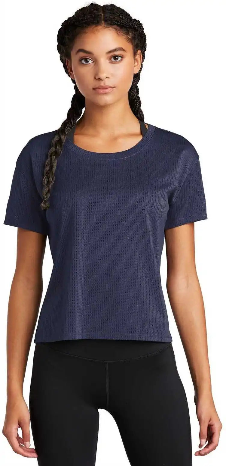 Sport Tek Lst411 Ladies Posicharge Tri Blend Wicking Draft Crop Tee True Navy