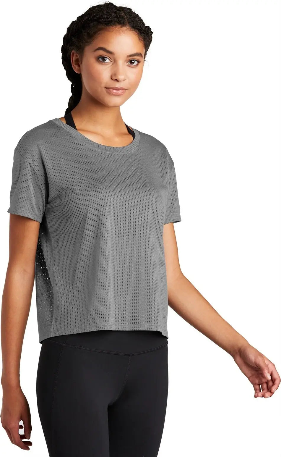 Sport-tek Lst411 Women’s Posicharge Draft Crop Tee - Dark Gray