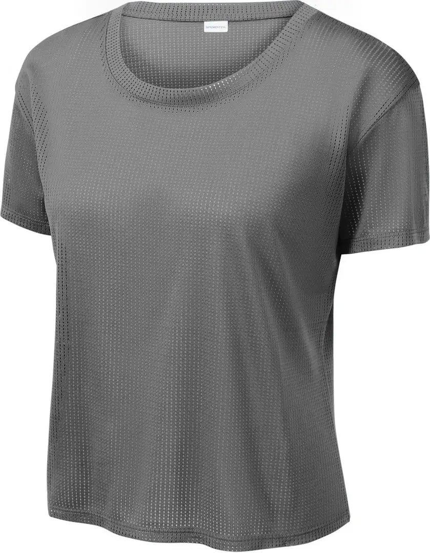 Sport-tek Lst411 Women’s Posicharge Draft Crop Tee - Dark Gray