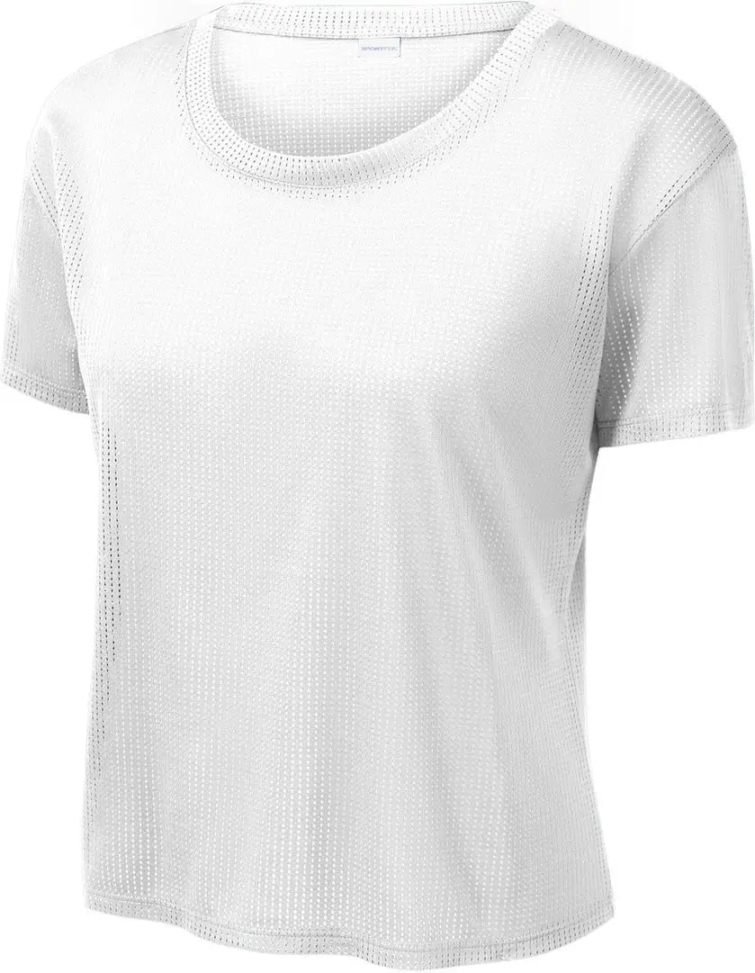 Sport-tek Lst411 Women’s Posicharge Draft Crop Tee - White