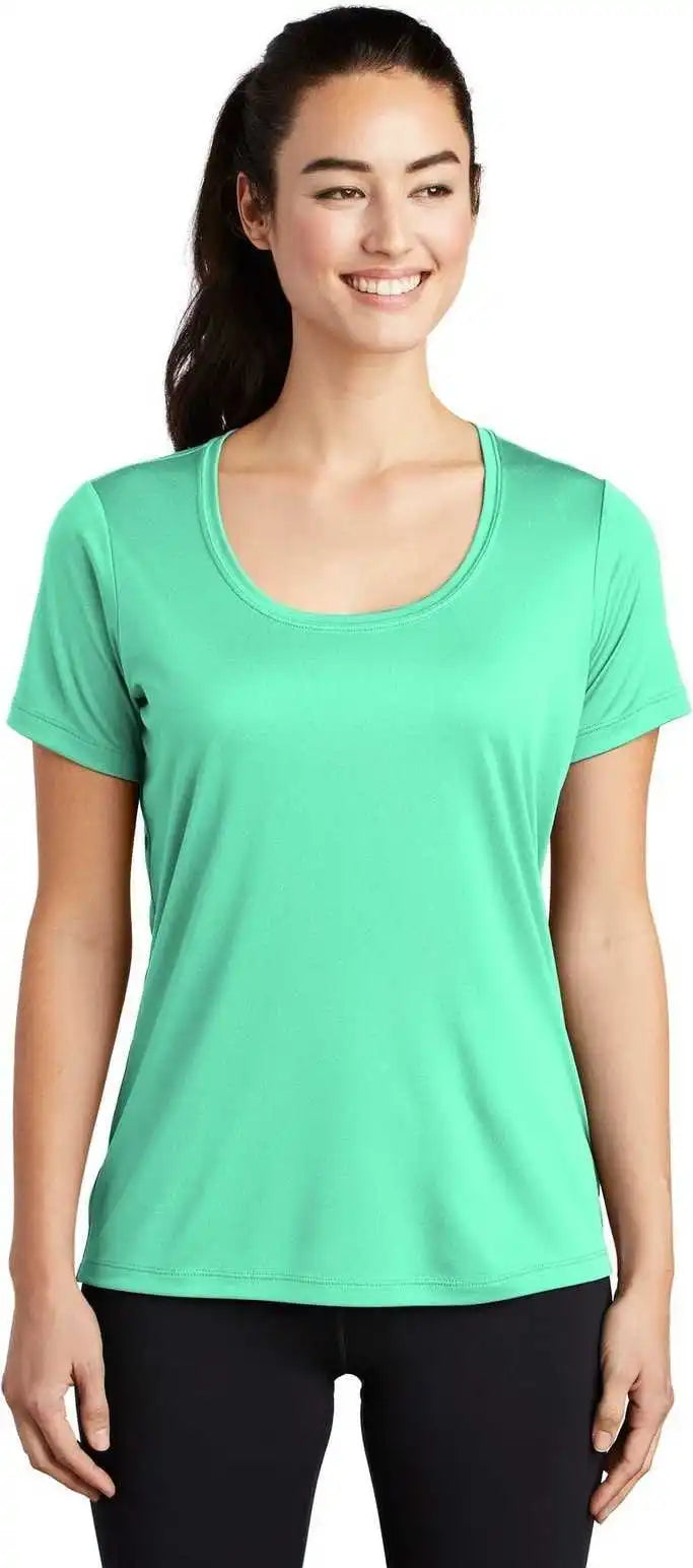 Sport-tek Lst420 Ladies Posi-uv Pro Scoop Neck Tee - Bright Seafoam