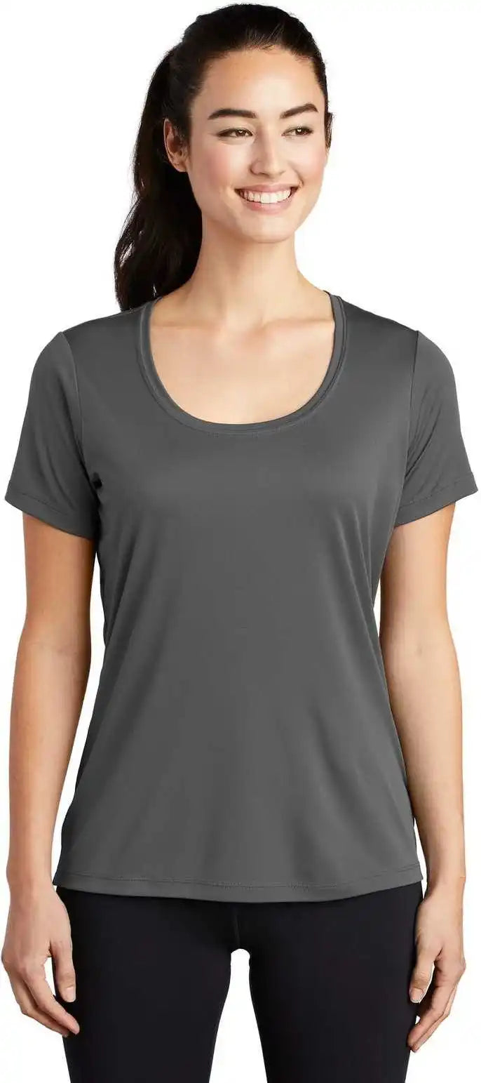 Sport-tek Lst420 Ladies Posi-uv Pro Scoop Neck Tee - Dark Smoke Gray