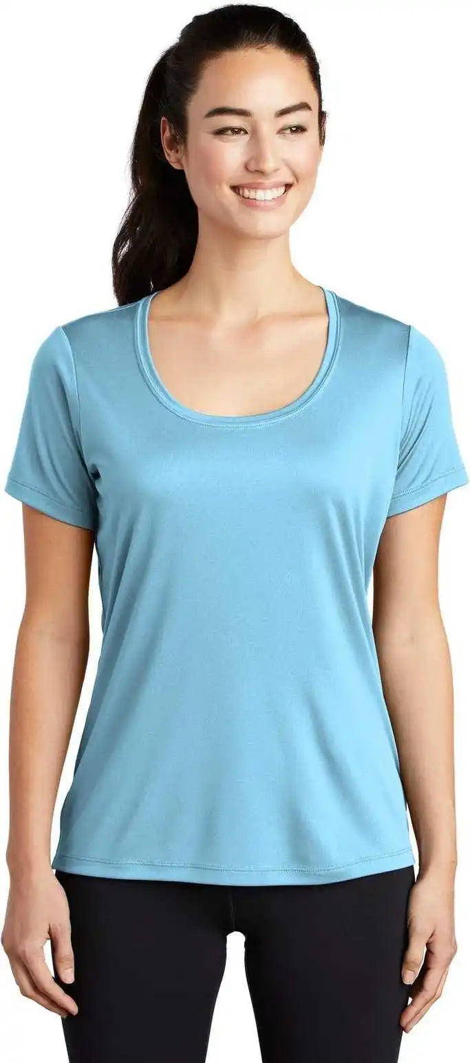 Sport-tek Lst420 Ladies Posi-uv Pro Scoop Neck Tee - Light Blue