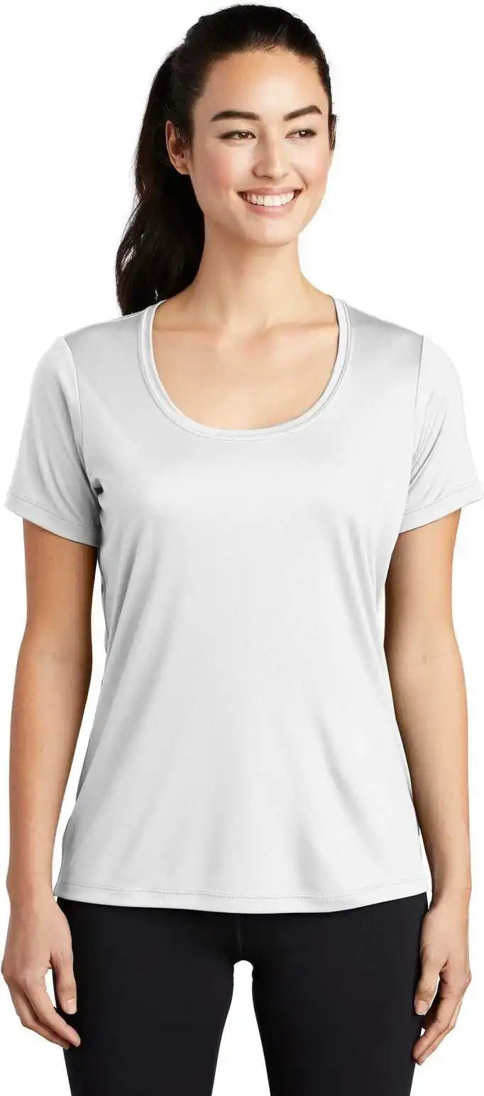 Sport-tek Lst420 Ladies Posi-uv Pro Scoop Neck Tee - White
