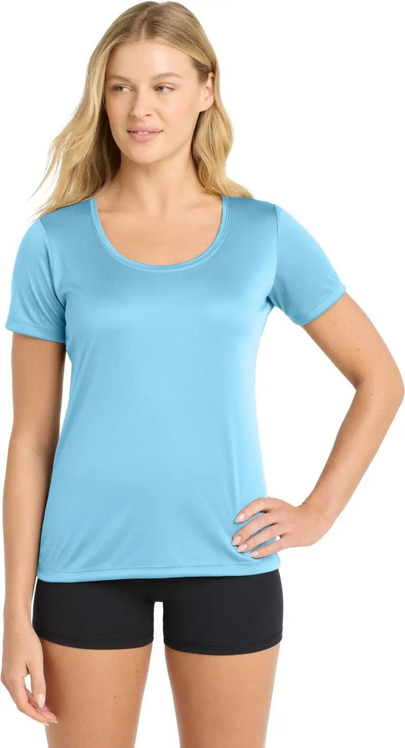 Sport-tek Lst420 Women’s Posi-uv Pro Scoop Neck Tee - Light Blue - Ladies Xs