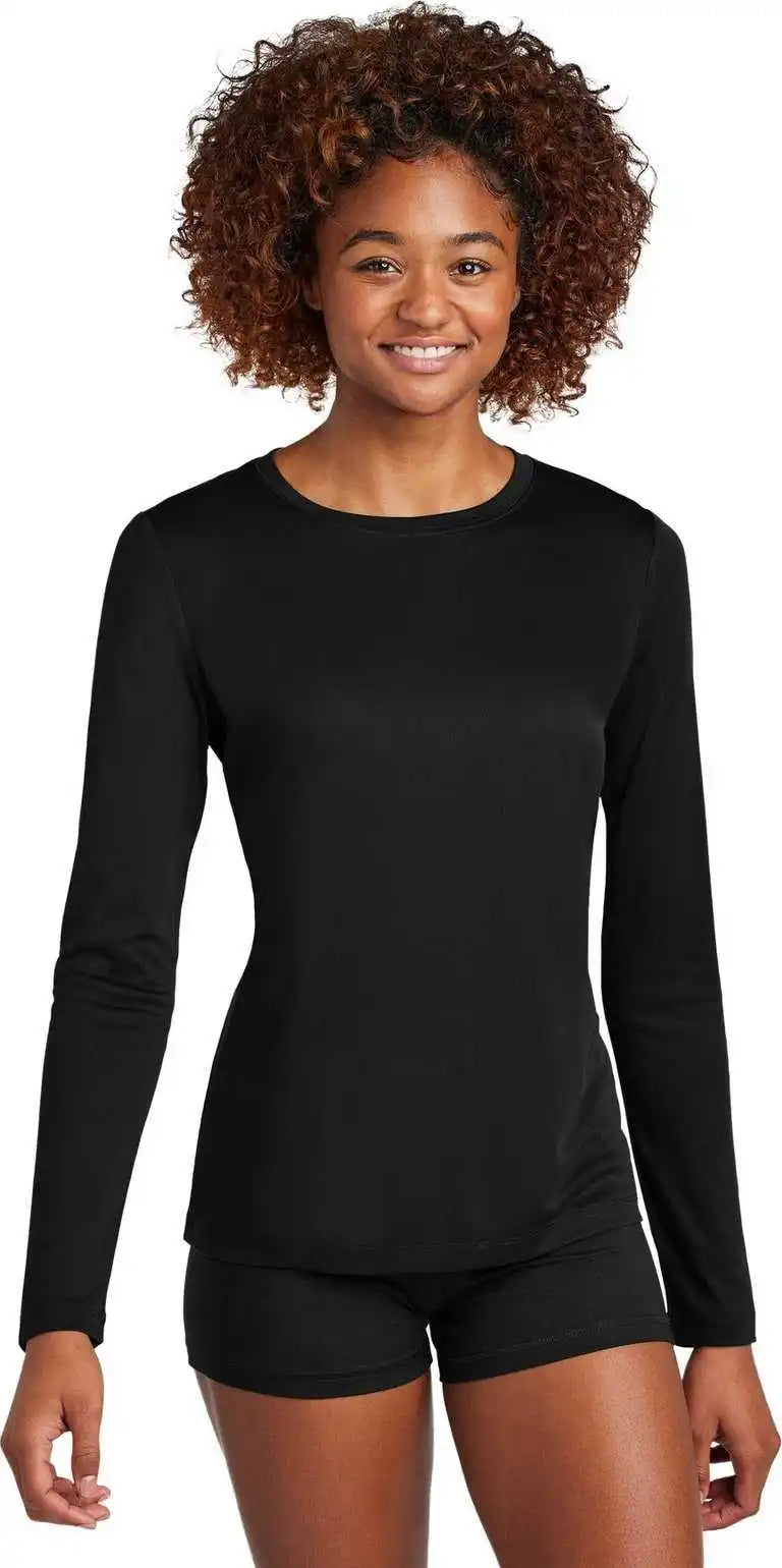 Sport Tek Lst420ls Ladies Posi Uv Pro Long Sleeve Black