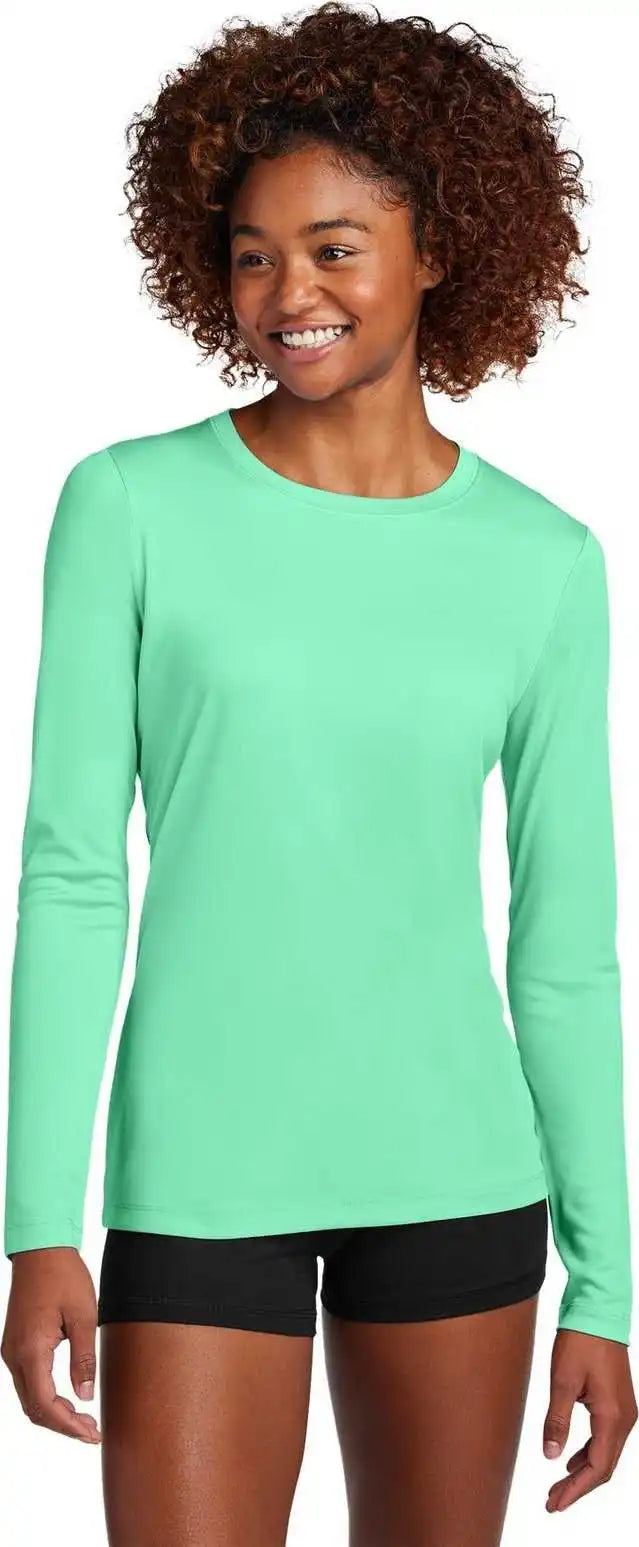 Sport Tek Lst420ls Ladies Posi Uv Pro Long Sleeve Brtseafoam