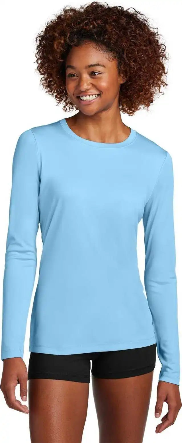 Sport Tek Lst420ls Ladies Posi Uv Pro Long Sleeve Light Blue