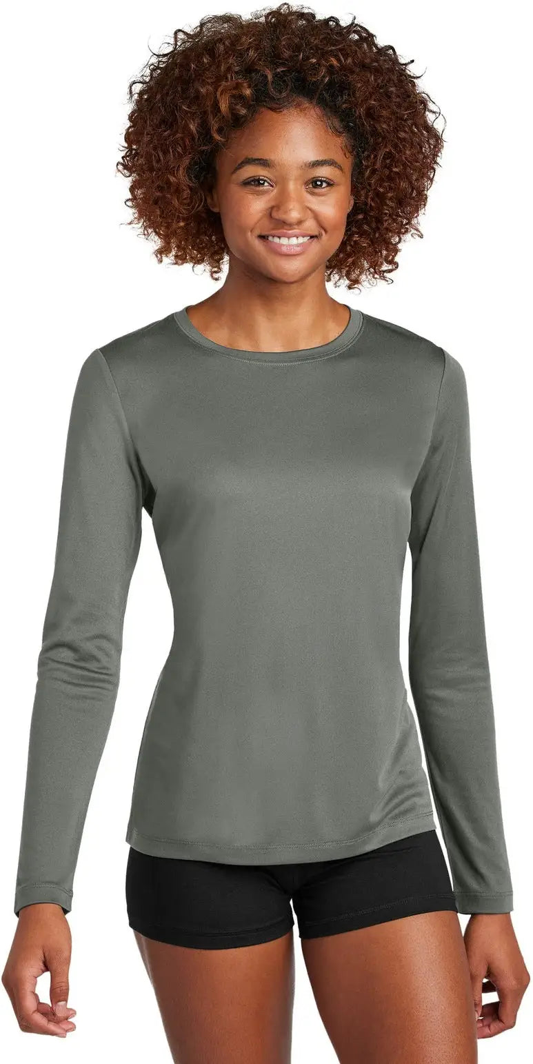Sport-tek Lst420ls Women’s Posi-uv Pro Long Sleeve - Dark Smoke Gray - Ladies Xs