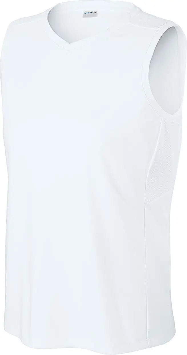Sport-tek Lst441 Women’s Club Sleeveless V-neck - White