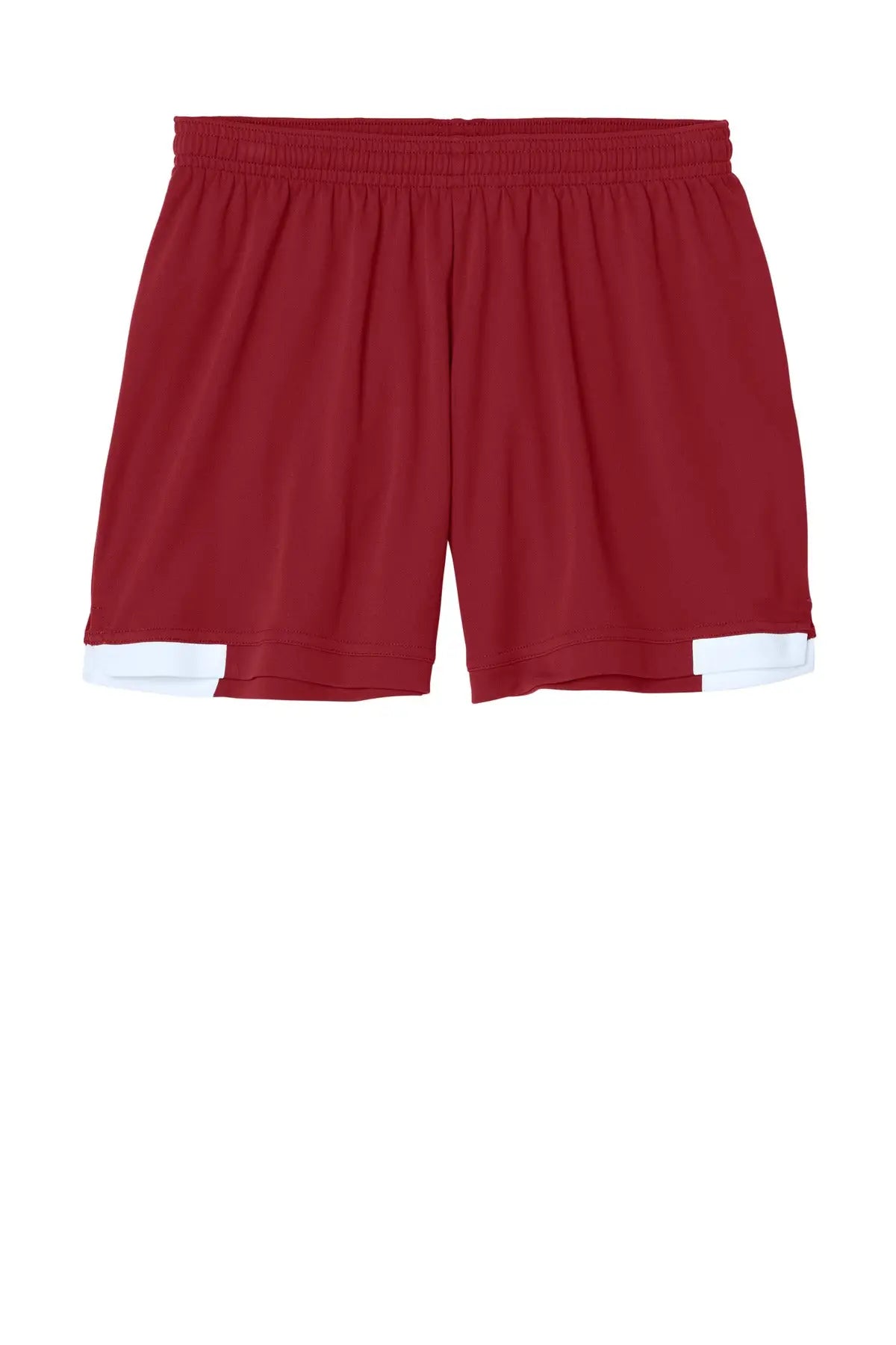 Sport-tek Lst442 Women’s Club 5’’ Short - Deep Red White