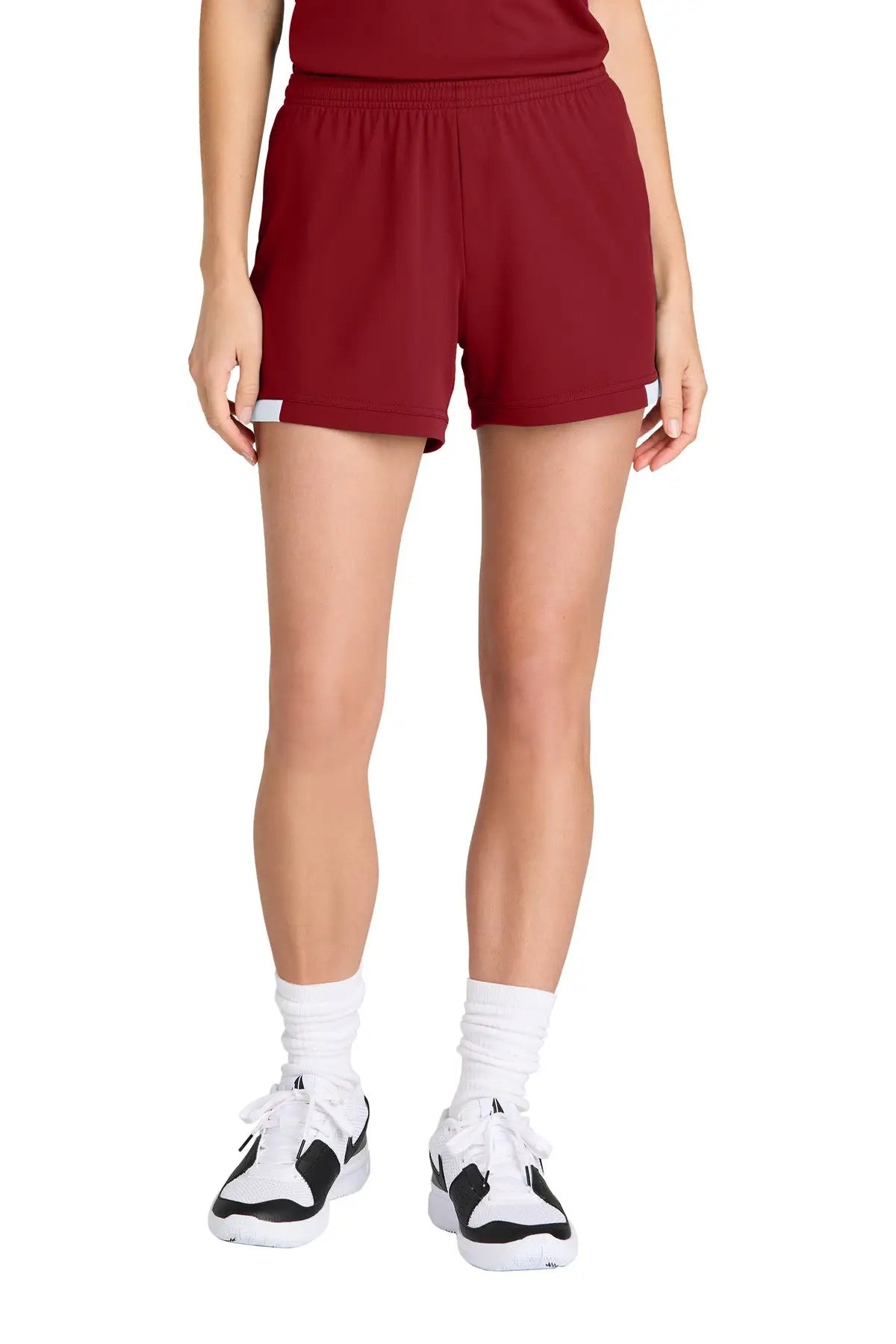 Sport-tek Lst442 Women’s Club 5’’ Short - Deep Red White - Red/ / Ladies Xs