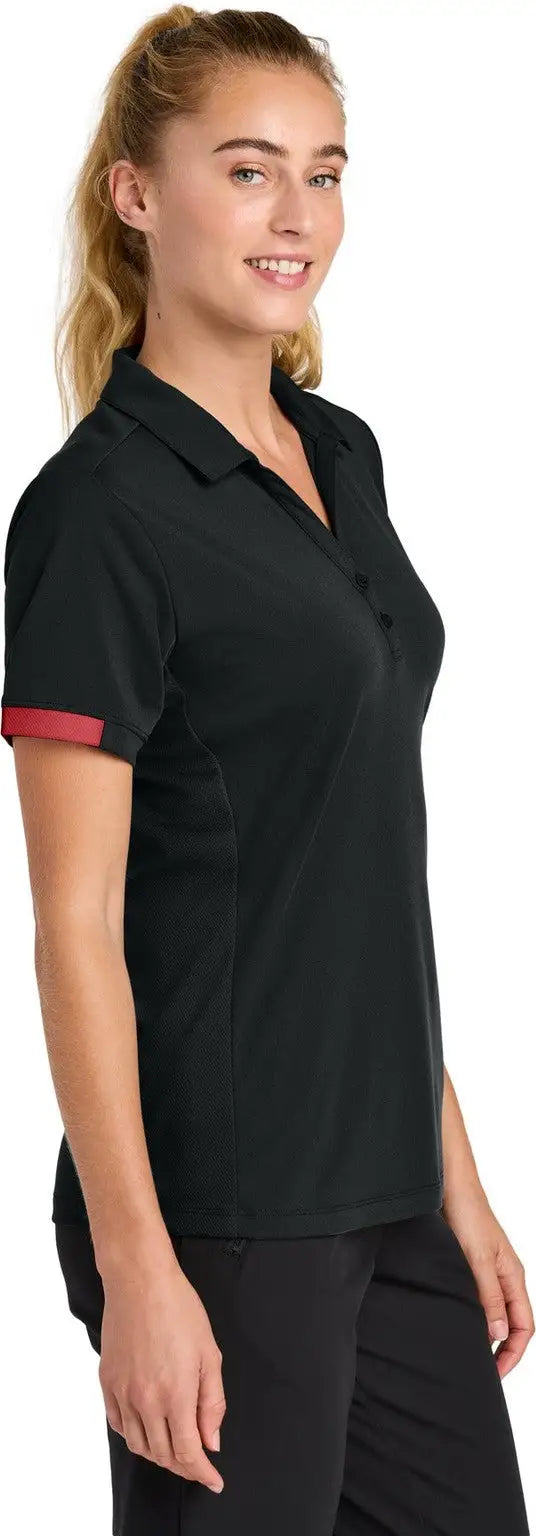 Sport-tek Lst444 Women’s Club Colorblock Polo - Black Deep Red