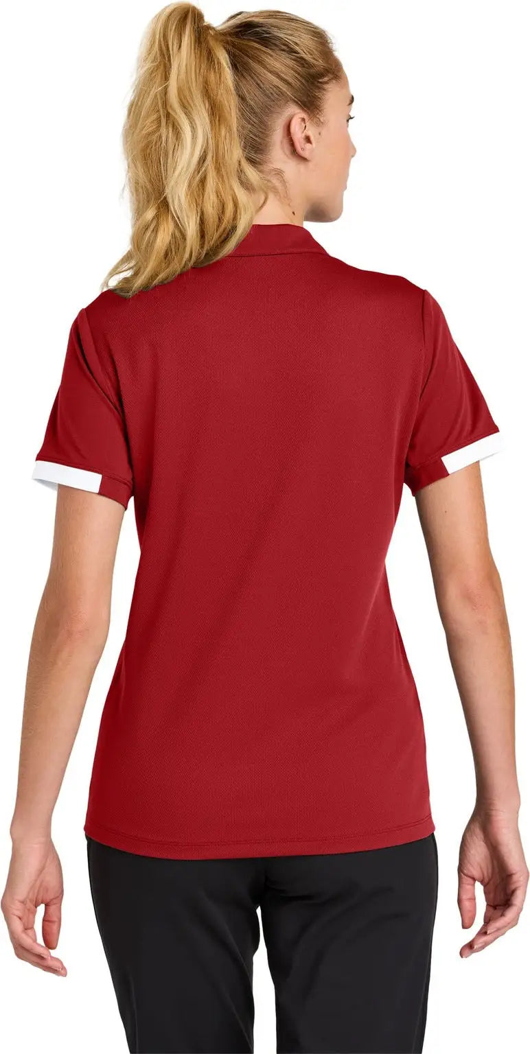 Sport-tek Lst444 Women’s Club Colorblock Polo - Deep Red White