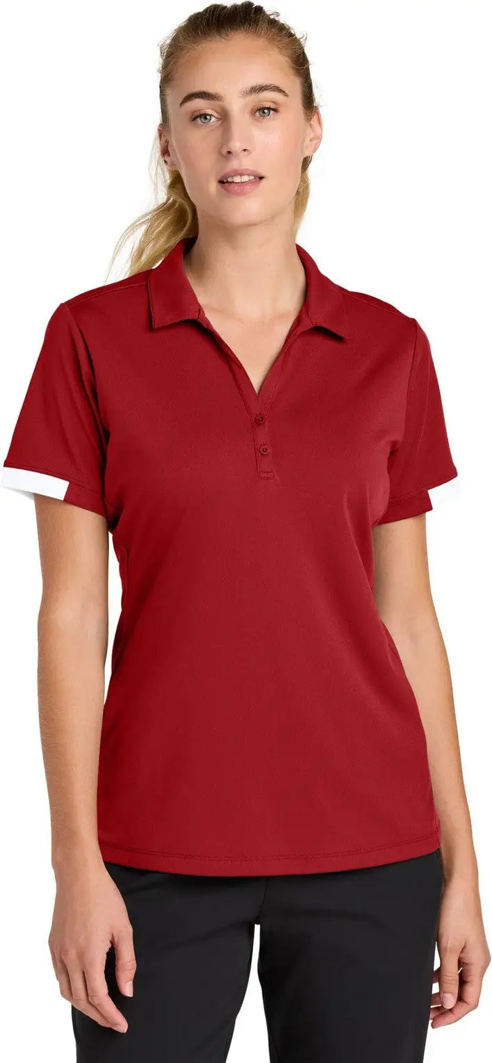 Sport-tek Lst444 Women’s Club Colorblock Polo - Deep Red White - Red/ / Ladies Xs
