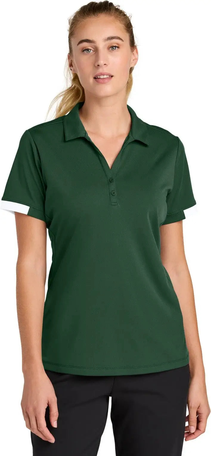 Sport-tek Lst444 Women’s Club Colorblock Polo - Forest Green White - Green/ / Ladies Xs
